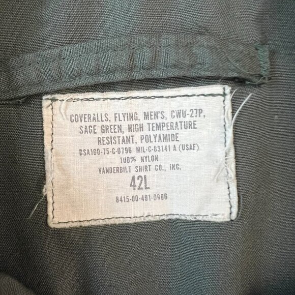 Vintage Aircrew Coveralls Flyers Flight Suit Vanderbilt CWU 27P Sz 42L - Picture 9 of 15